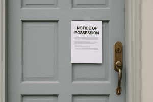 Eviction notice attached to a property door, representing the end of Section 21 no-fault evictions under the Renters’ Rights Act