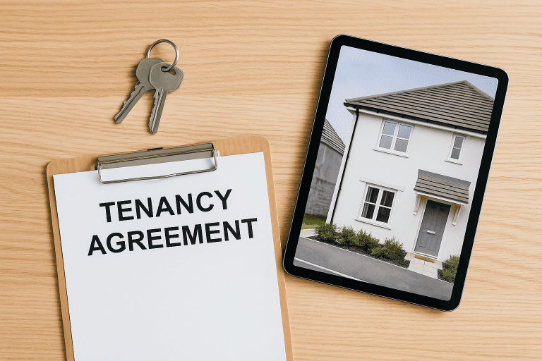 Keys and deposit form next to a tablet with a property report, symbolising deposit disputes under the Renters’ Rights Act.